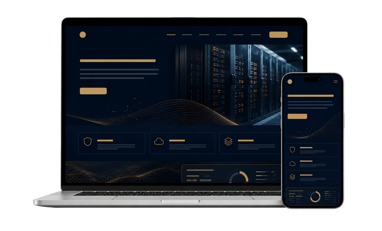 Soluções digitais DW apresentadas em notebook e smartphone